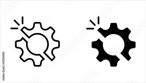 Disruption icon set. Simple creative element. broken gear symbol on white background