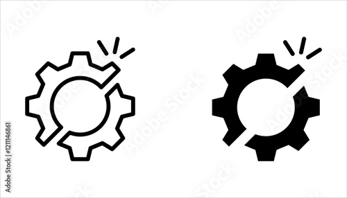 Disruption icon set. Simple creative element. broken gear symbol on white background