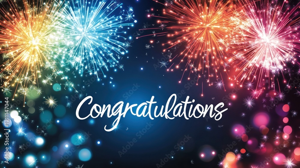 Vibrant Fireworks Celebration: Congratulations! Vibrant Fireworks Celebration: Congratulations!
