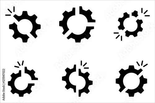 Disruption icon set. Simple creative element. broken gear symbol on white background