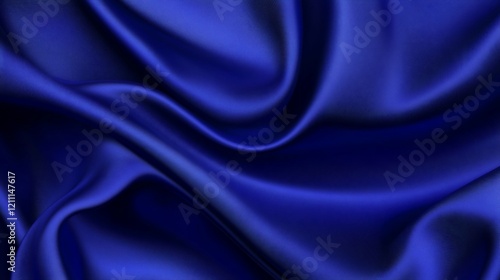 Luxurious royal blue silk fabric with soft, flowing drapes and folds.