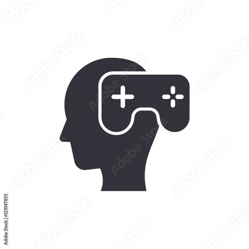 Game addiction solid icons, minimalist vector illustration ,simple transparent graphic element .Isolated on white background
