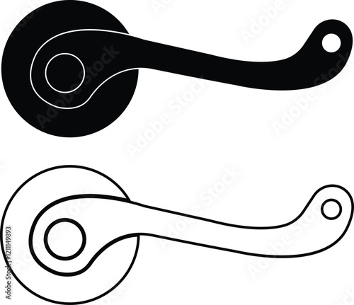 Door handles icon set. Locks handles on the door in the house, hotel. Black flat and line vector collection isolated on transparent background. Metal items interior symbols doorknob realistic.