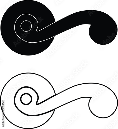 Door handles icon set. Locks handles on the door in the house, hotel. Black flat and line vector collection isolated on transparent background. Metal items interior symbols doorknob realistic.