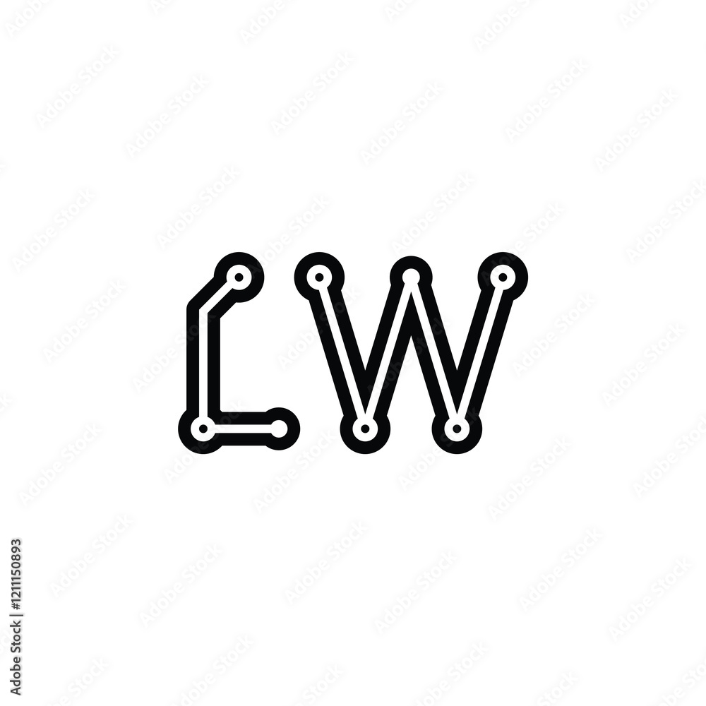 Obraz premium LW monogram logo design letter text name symbol monochrome logotype alphabet character simple logo