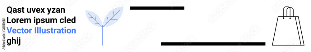 Obraz premium Leaf icon next to a shaded bar and a shopping bag outline. Ideal for eco-friendly shopping, nature themes, environmental campaigns, e-commerce, sustainable living, product promotions, green