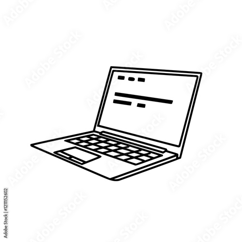 Minimalist vector illustration of a sleek laptop, representing modern technology, remote work, and digital connectivity in today's fast-paced world