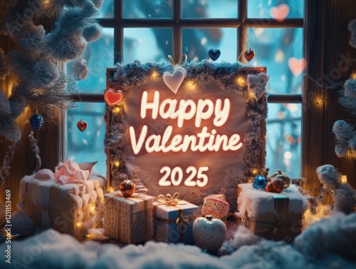 Cozy Valentine s Day 2025 Gift Display Window Scene photo