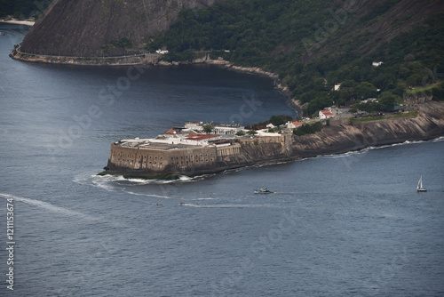 Wide view of the Santa Cruz da Barra Fortress from Sugarloaf Mountain (Sugarloaf Mountain) Urca neighborhood - Rio de Janeiro, Brazil	 photo