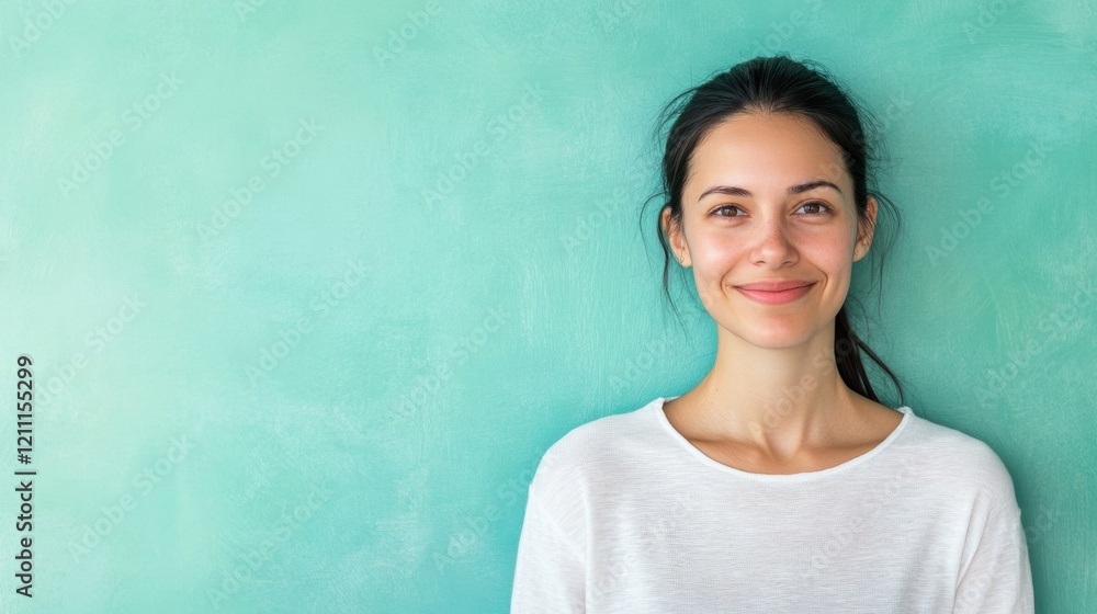 A joyful woman smiles while painting an interior wall with a vibrant color, surrounded by a refreshing atmosphere A joyful woman smiles while painting an interior wall with a vibrant color, surrounded by a refreshing atmosphere