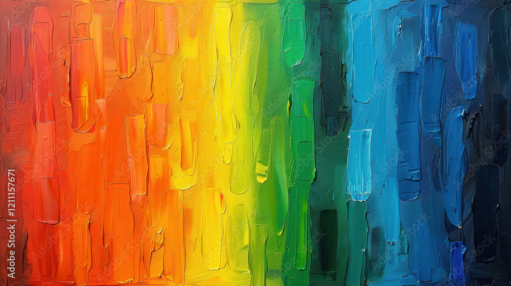 Vibrant abstract painting with gradient of colors from orange to blue, showcasing texture and depth. artwork evokes sense of joy and creativity Vibrant abstract painting with gradient of colors from orange to blue, showcasing texture and depth. artwork evokes sense of joy and creativity