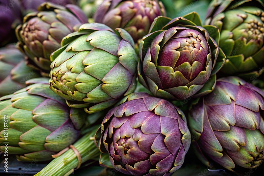 Fototapeta premium Organic Green and Purple Artichokes – Perfect for Healthy Meals