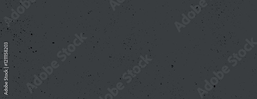 Dark gray background with a speckled texture. The background is gray with scattered black specks, creating a rough, gritty style. Speckled wall texture background. Gray background vector.