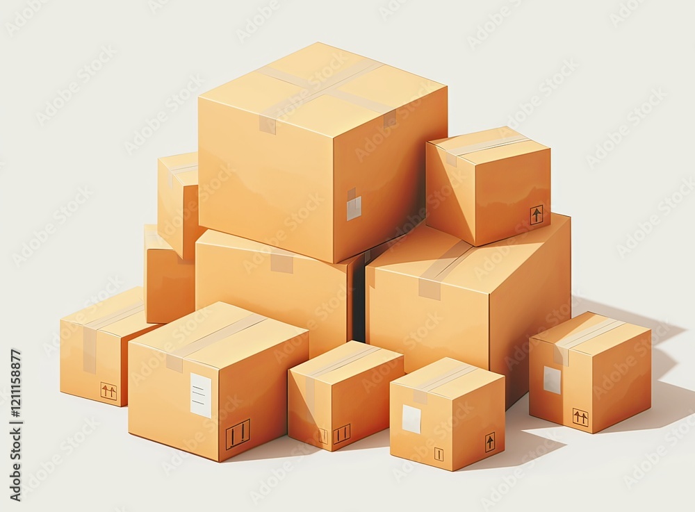 Fototapeta premium stacked cardboard boxes on a clean white background