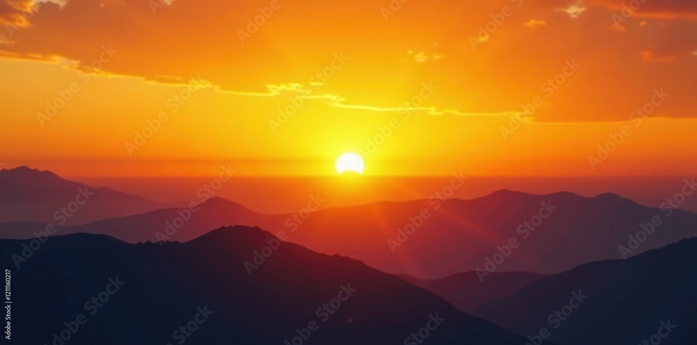 Fototapeta premium Sunset over a yellow gradient with black clouds, yellow, sunset, landscape