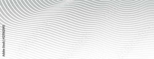 Gray wavy line background with a smooth gradient. The background features a flowing pattern with gray and white, creating a serene texture. Modern wavy line pattern background. Gray background vector.