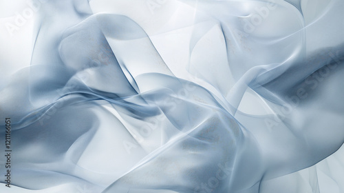 Abstract blue fabric flowing like ocean wave creates sense of peace and relaxation with its soft and delicate movement photo