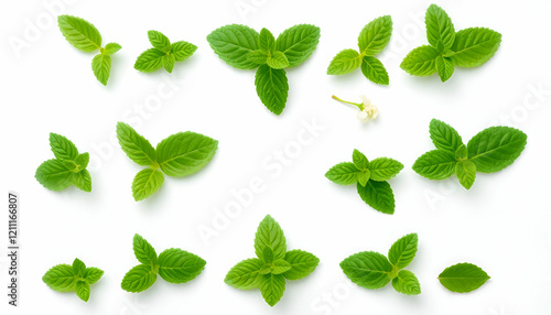 green leaves isolated on white
