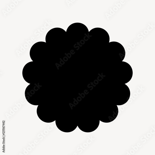 Black scalloped circular silhouette vector
