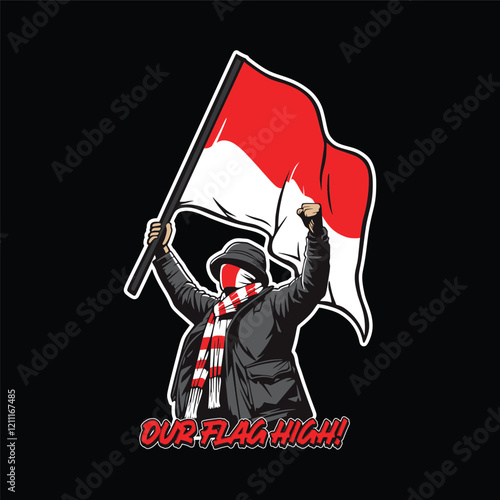 Man With Flag Ultras Football Vector Design
