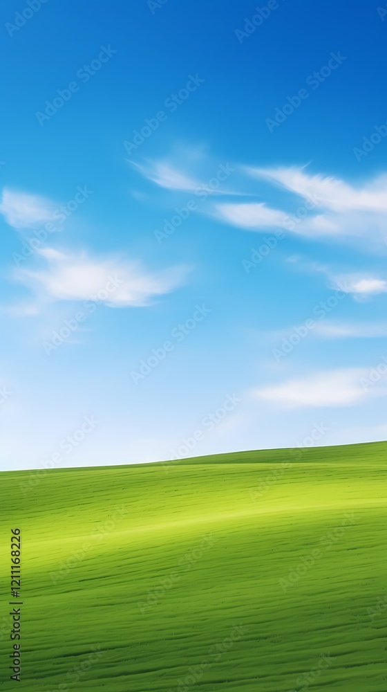 Fototapeta premium digital technology blue sky grass landscape poster background with generative