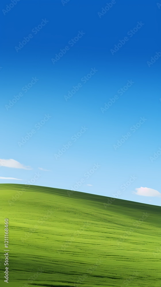 Fototapeta premium digital technology blue sky grass landscape poster background with generative