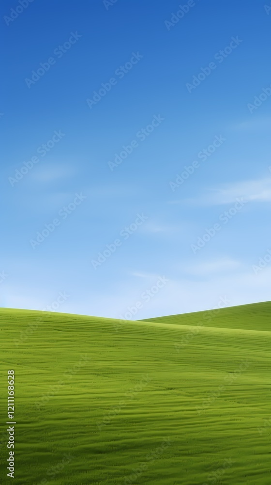 Naklejka premium digital technology blue sky grass landscape poster background with generative