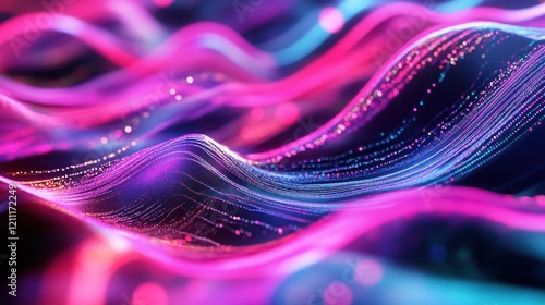 Abstract Pink and Blue Wave Digital Art