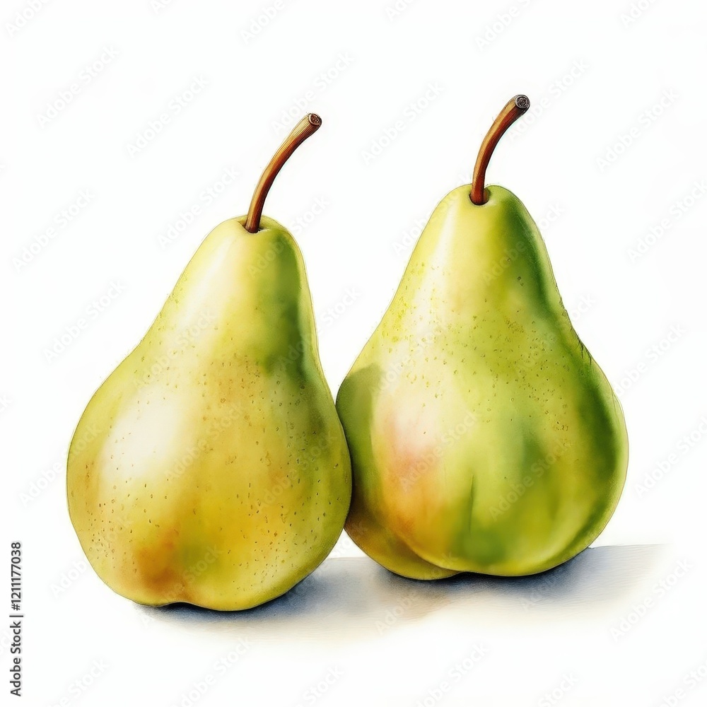 the AI Image Generator, Pears With Leaves on White Background the AI Image Generator, Pears With Leaves on White Background