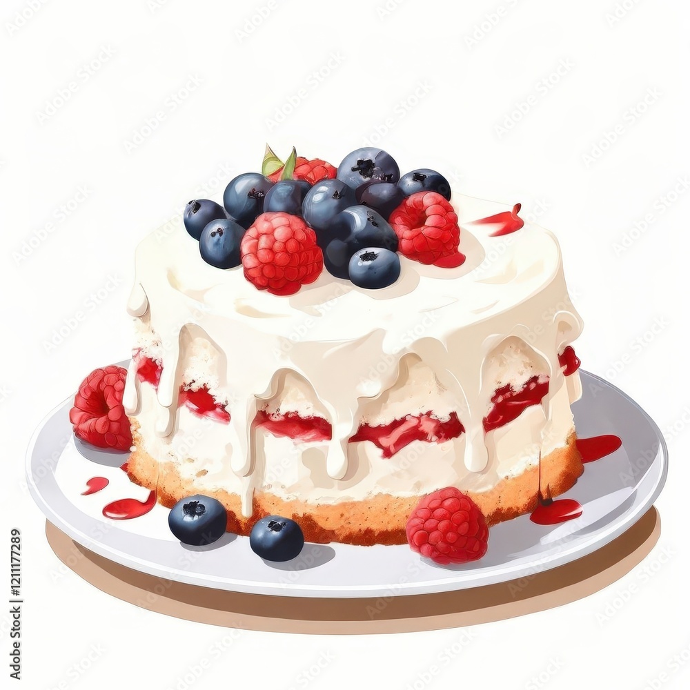 the AI Image Generator, Vibrant Layered Cake Decorated With Fresh Fruits the AI Image Generator, Vibrant Layered Cake Decorated With Fresh Fruits