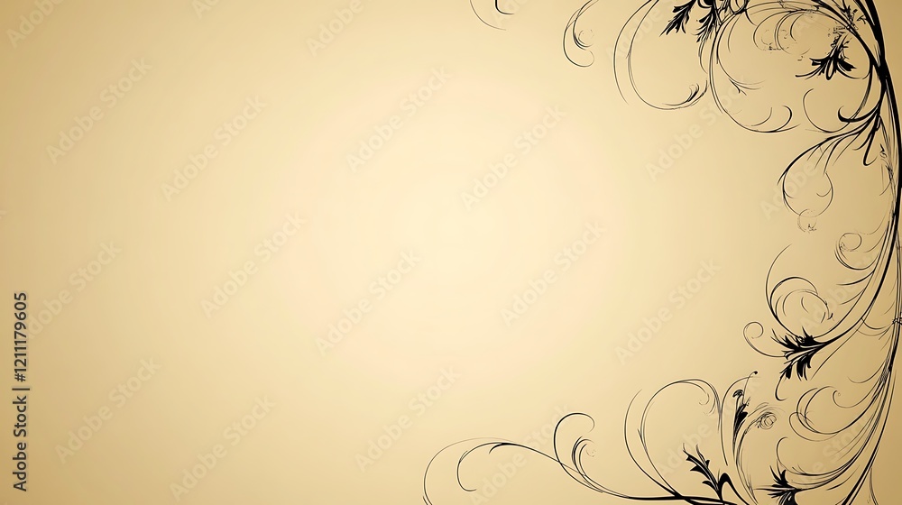 Elegant Beige Background With Black Floral Design Elegant Beige Background With Black Floral Design