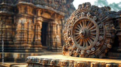 Close-Up of Stone Wheels from Konark Sun Temple,