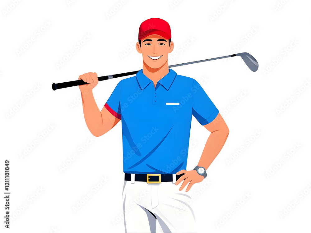 Cute smiling male golfer cartoon illustration minimalist design,cartoon,work,person Cute smiling male golfer cartoon illustration minimalist design,cartoon,work,person