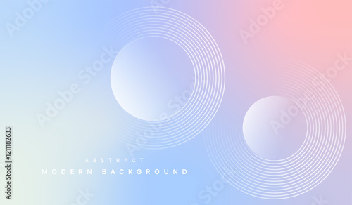 A soft blue and pink gradient Abstract background with circle lines on light blue, pink background. Abstract geometric stripe line vecto design for banners design