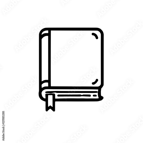 Closed Book with Bookmark Icon: A simple yet elegant line art illustration of a closed book with a bookmark, perfect for educational or literary projects.