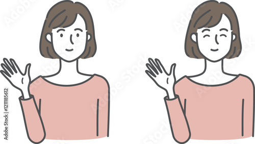 笑顔で案内する女性のイラスト