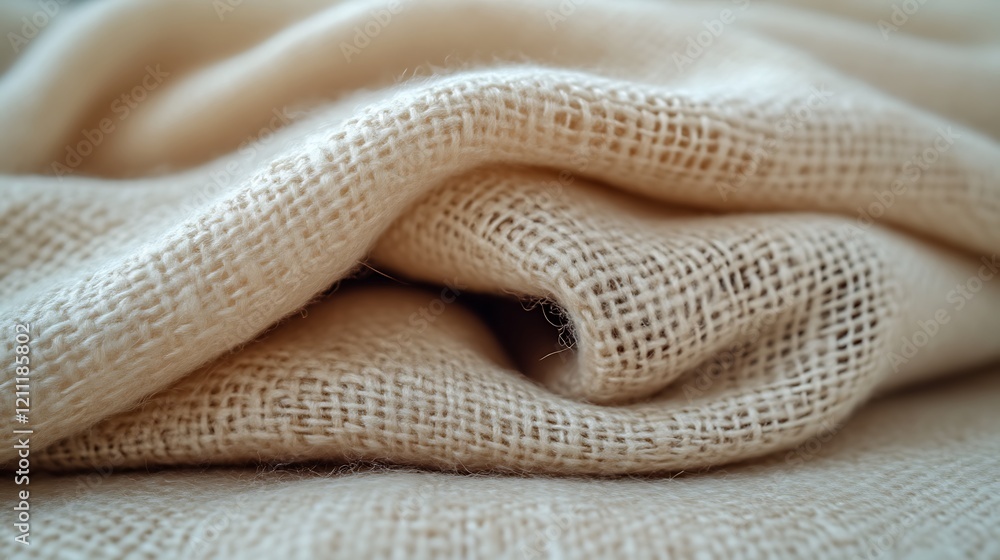 Fototapeta premium Soft Beige Knitted Fabric Texture Close Up