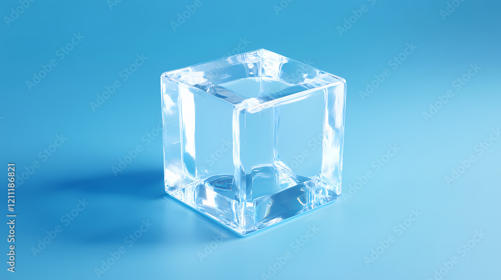 Transparent Cube Art on Blue Background Transparent Cube Art on Blue Background