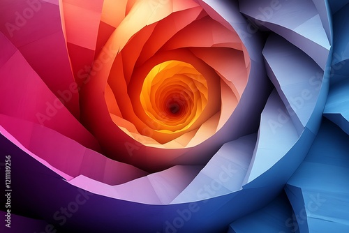 Abstract Colorful Spiral Geometric Design