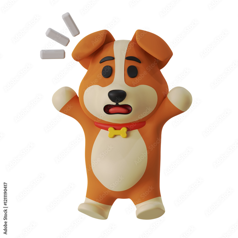 Obraz premium Shocked Dog mascot Animal 3D