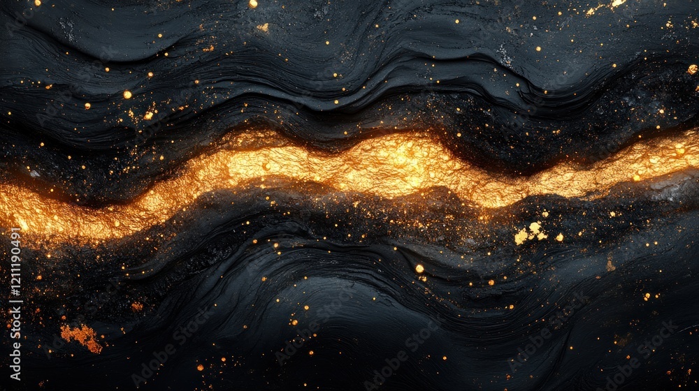 Abstract black and gold wave pattern with shimmering textures, evoking luxury and elegance Abstract black and gold wave pattern with shimmering textures, evoking luxury and elegance