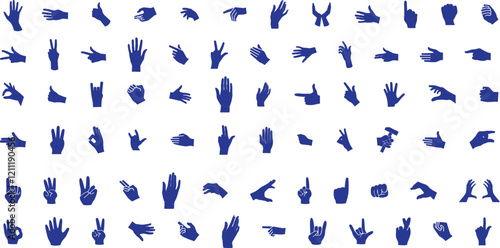 hand silhouette illustration, various hand gestures, perfect hand vector for sign language, communication visuals