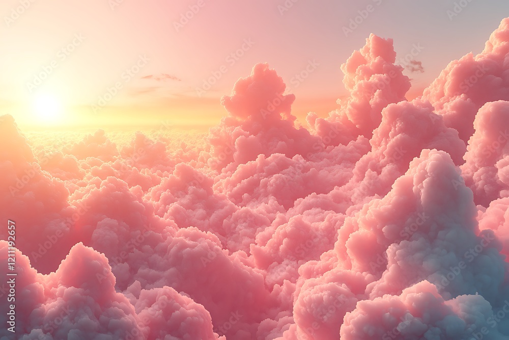 Pink cloudscape sunset aerial view soft light dreamy scene Pink cloudscape sunset aerial view soft light dreamy scene