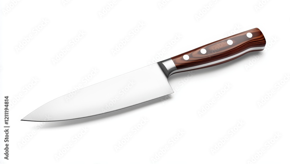 Sharp chef's knife with wooden handle isolated on white. Sharp chef's knife with wooden handle isolated on white.