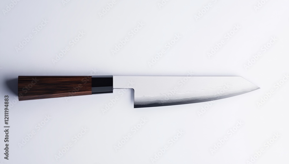 Japanese chef knife with wooden handle isolated on white. Japanese chef knife with wooden handle isolated on white.