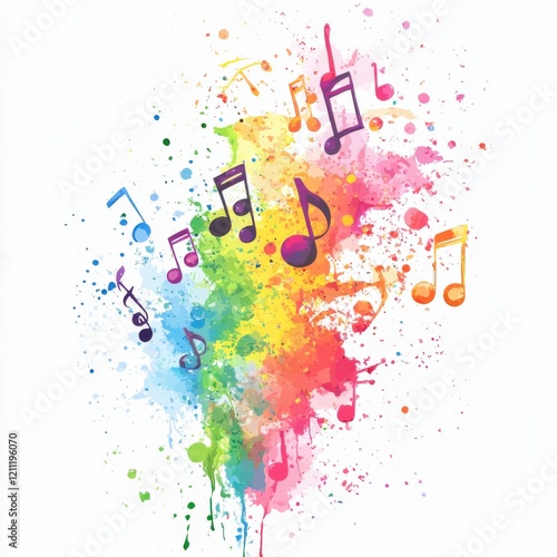 Rainbow Musical Watercolor Splatter
