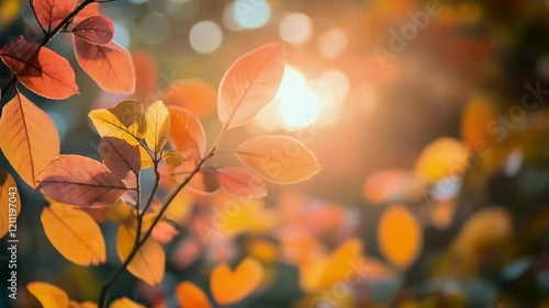 Wallpaper Mural Golden sunlight streaming through autumn leaves in a serene forest setting Torontodigital.ca