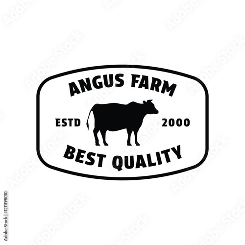 angus farm logo design vintage retro label