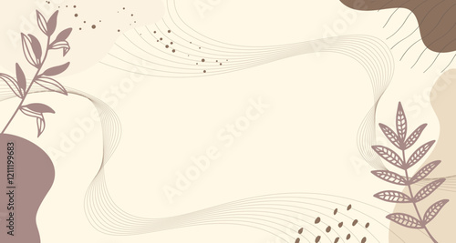 beige floral aesthetic hand drawn background. soft aesthetic background.
