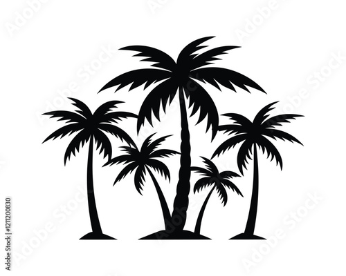 Wallpaper Mural Palm Tree Silhouette Icon for Travel and Summer Themes Torontodigital.ca